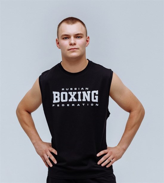 Майка с принтом BOXING черная - фото 6372