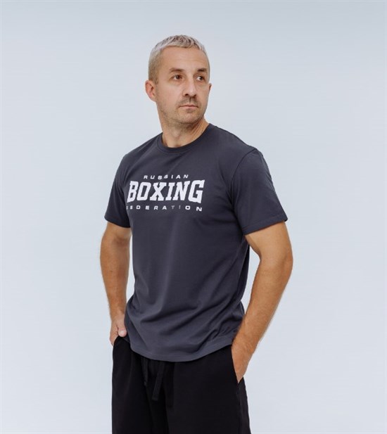 Футболка с принтом BOXING графит - фото 6398