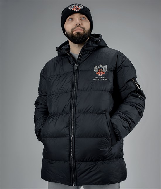 Куртка зимняя Федерация бокса России, черная - фото 7157