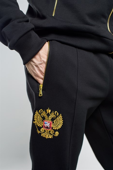 Спортивный костюм Россия черное золото - фото 7369