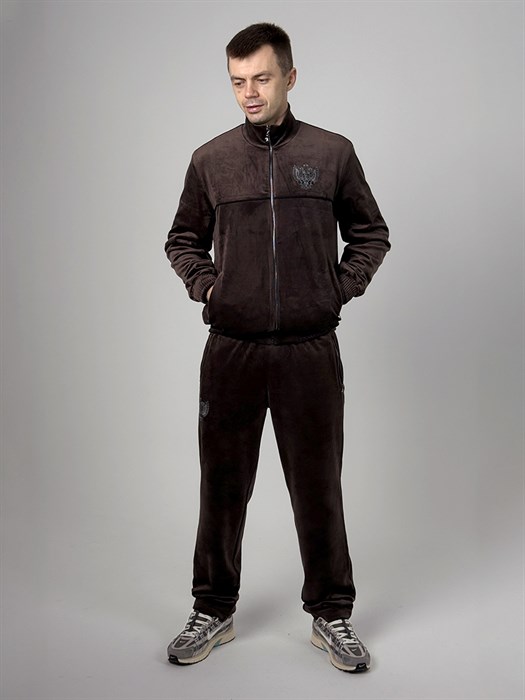 Спортивный костюм велюр Россия шоколад - фото 7405