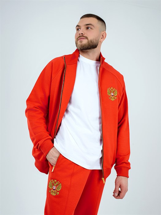 Олимпийка Россия красная с вышивкой - фото 7437