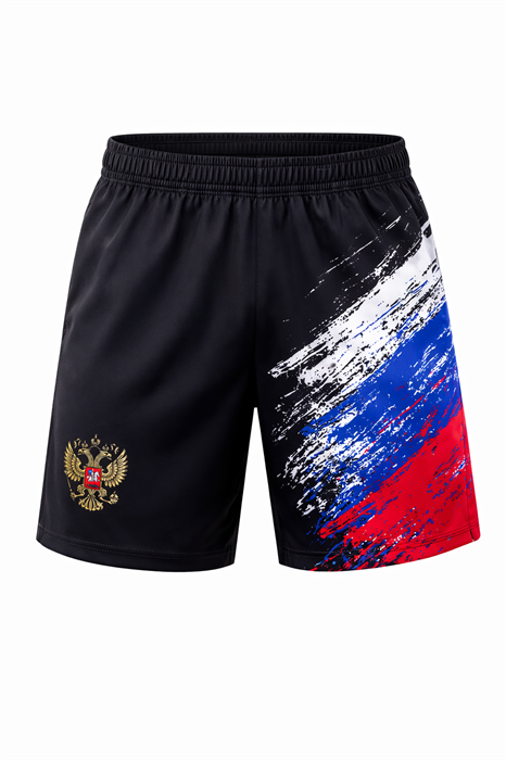Шорты спортивные Россия с флагом черные - фото 7522