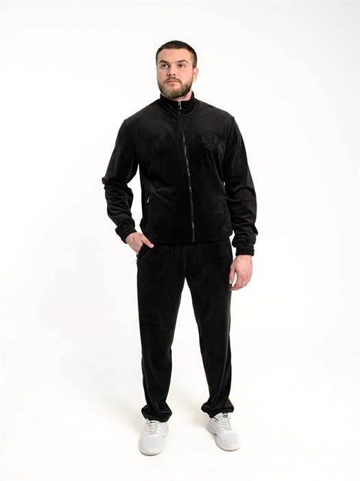 Спортивный костюм велюр Россия черный 2364