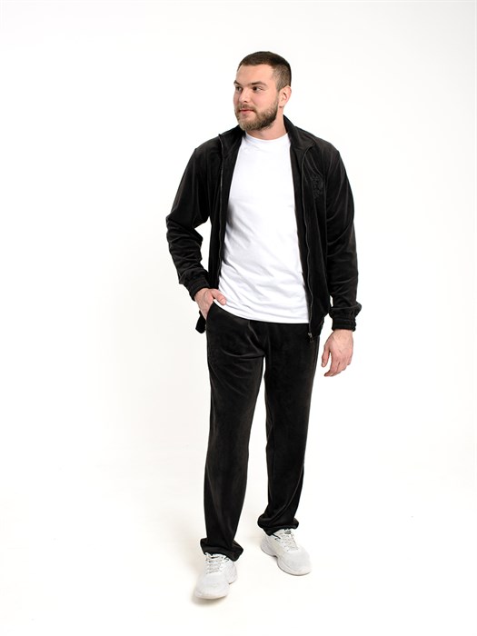 Спортивный костюм велюр Россия черный 2364