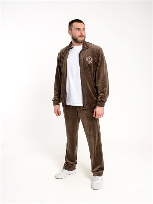 Спортивный костюм велюр Россия шоколад 2366