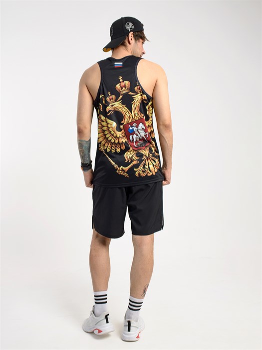 Майка спортивная Россия черная Золотой герб - фото 7726