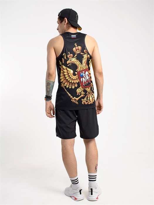 Майка спортивная Россия черная Золотой герб - фото 7727