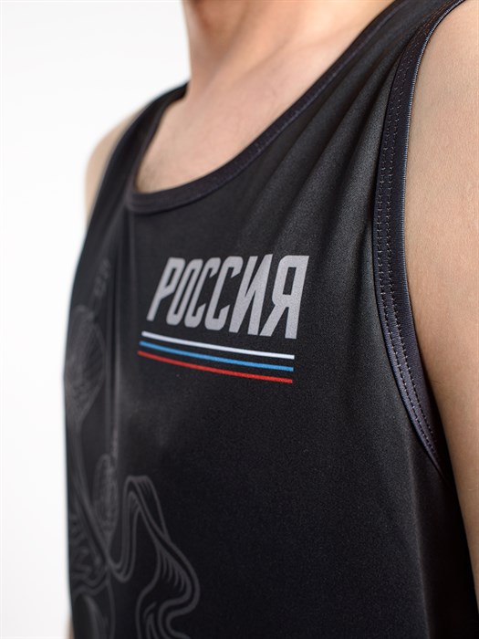 Майка спортивная Россия черная Золотой герб - фото 7732
