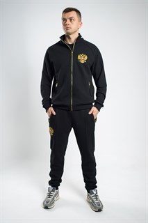 Спортивный костюм Россия черное золото 2333