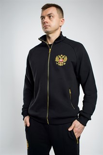 Олимпийка Россия черное золото с вышивкой 2361