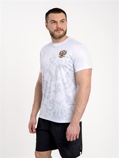 Футболка спортивная с гербом РФ белая 2350