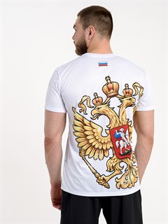 Футболка спортивная с гербом РФ белая 2350