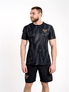 Футболка спортивная Россия камуфляж темный 2356