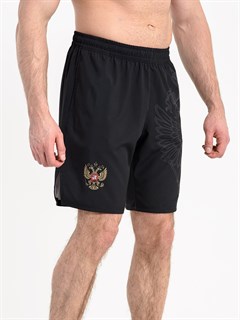 Шорты спортивные с гербом России черные 2353
